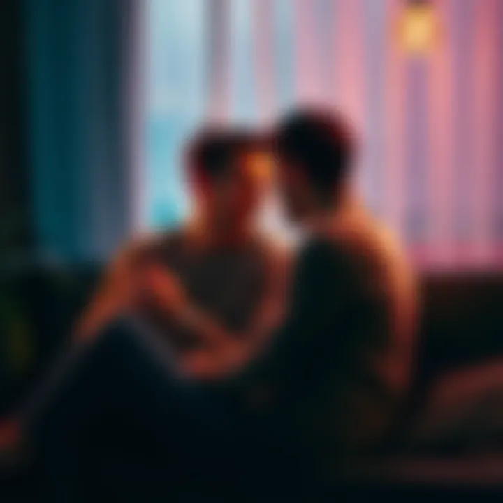 A couple sitting close together, enjoying a private conversation in a cozy setting, symbolizing love and respect for personal boundaries.