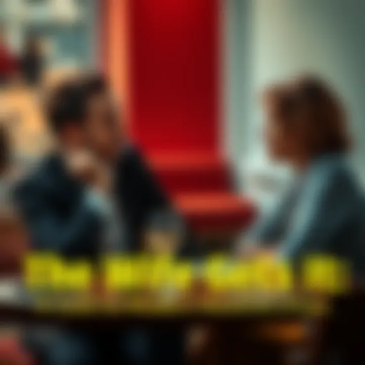 A couple sitting together at a table, engaged in a deep conversation with thoughtful expressions.