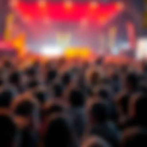 A crowd of people excitedly discussing and pointing at an event area