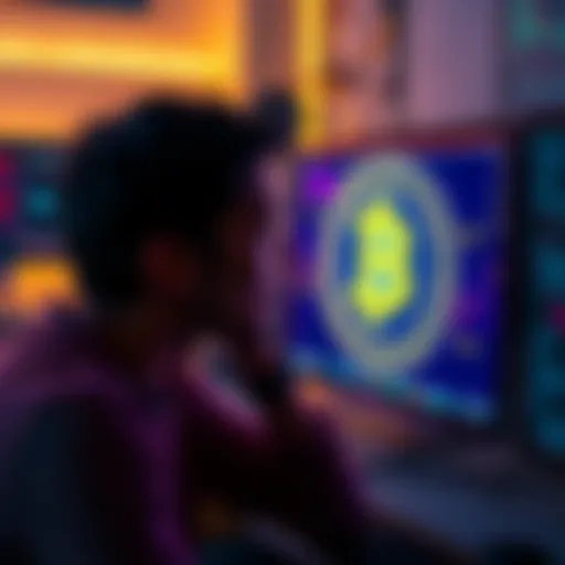 A person with a distressed expression staring at a computer screen showing a Bitcoin logo, symbolizing a crypto scam loss.