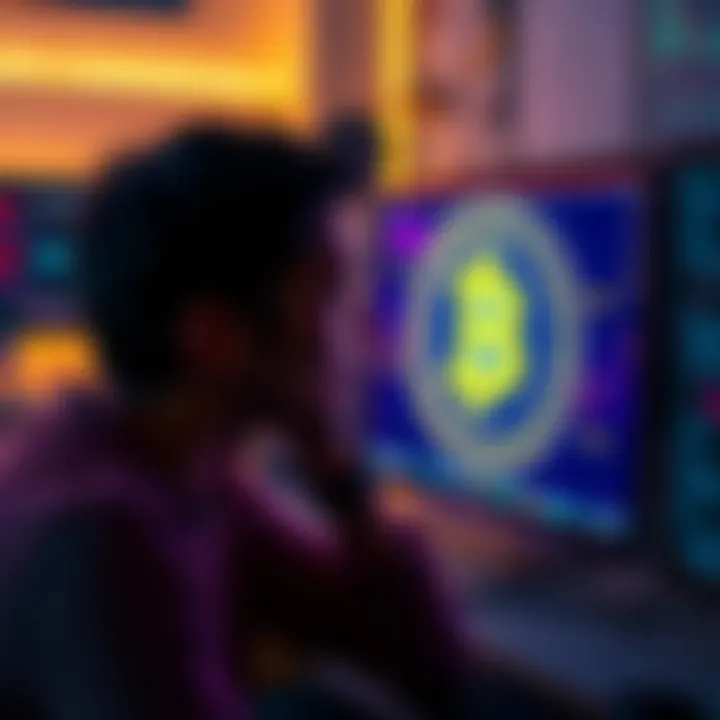 A person with a distressed expression staring at a computer screen showing a Bitcoin logo, symbolizing a crypto scam loss.