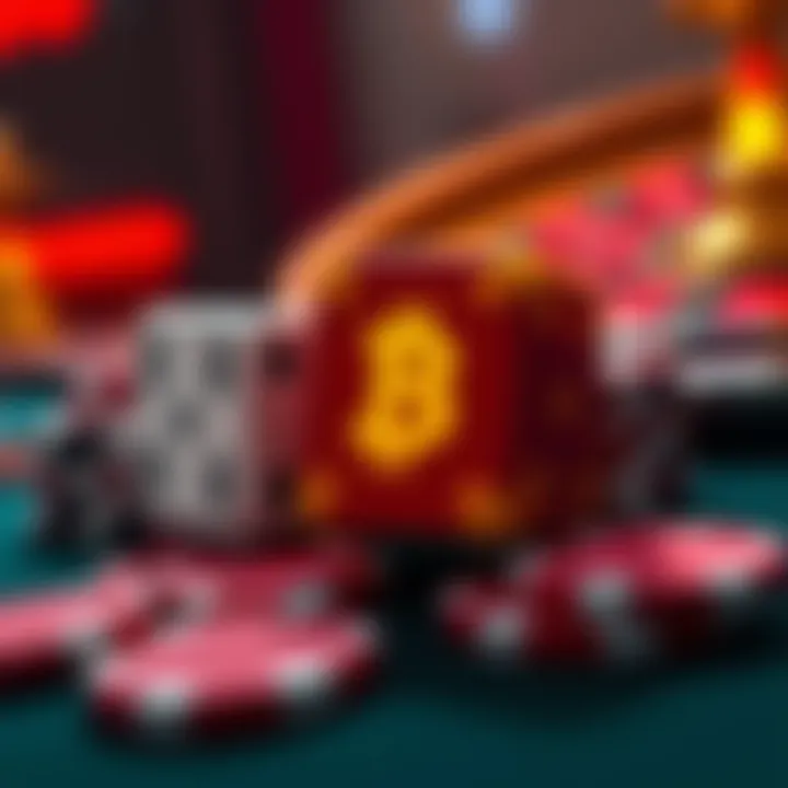 A visual of a casino dice and chips with a digital currency symbol showing a bet of $300,000 turning into $6,000