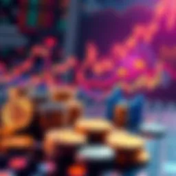 A visual representation of the cryptocurrency market with various coins and graphs showing trends, symbolizing growth and investment opportunities.