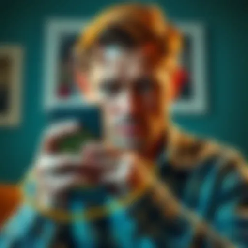 A person looking distressed while holding a phone with a cryptocurrency logo, symbolizing the theft of a cancer patient's treatment fund by a scammer.