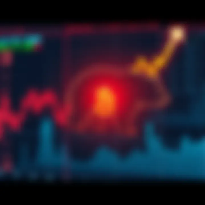 A graph showing the decline in cryptocurrency values with a bear symbol, indicating a bear market.