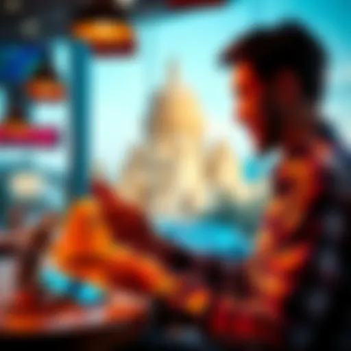 A person using a crypto card at a cafe while traveling abroad