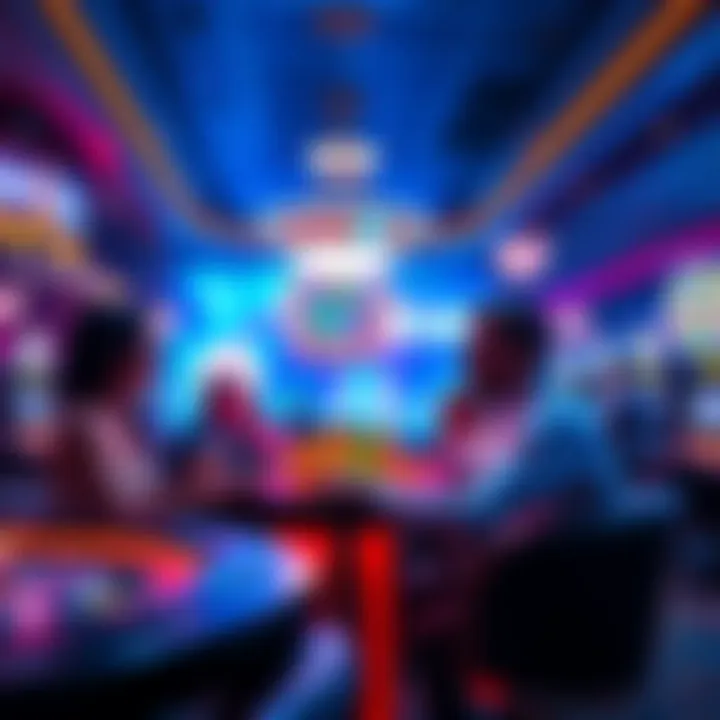 High rollers enjoying a luxurious gaming experience in a crypto casino, with vibrant lights and excited atmosphere.