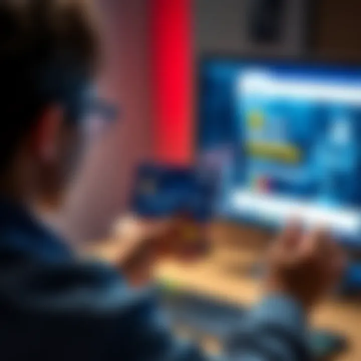 A person reviewing their Crypto.com Visa card and looking at a computer screen with a suspicious website on it, contemplating a refund for a purchase.