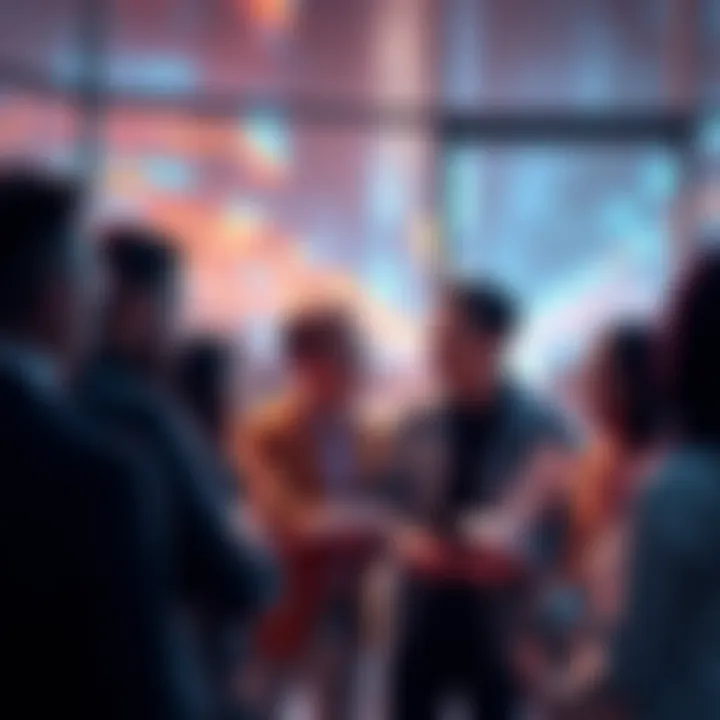 A group of individuals engaged in a conversation about cryptocurrency strategies and goals.