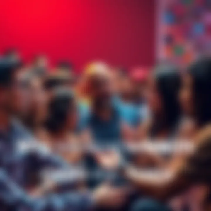 A group of individuals engaged in a heated discussion about cryptocurrency, showing frustration and misunderstanding. Some are expressing their views passionately while others appear confused or dismissive.