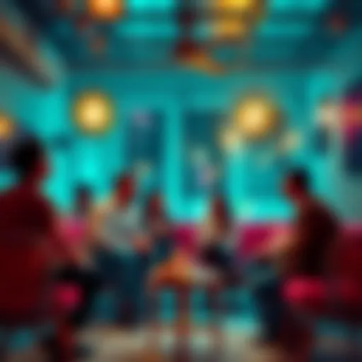 Group of people discussing cryptocurrency trends and tips in a casual setting