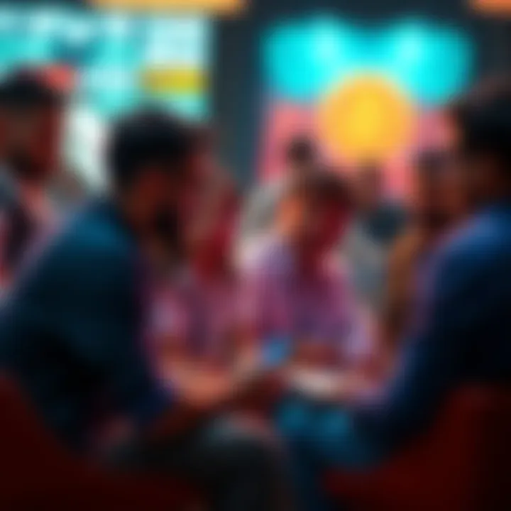 People engaging in a discussion about cryptocurrency, sharing insights and warnings on risks and scams in a casual setting.