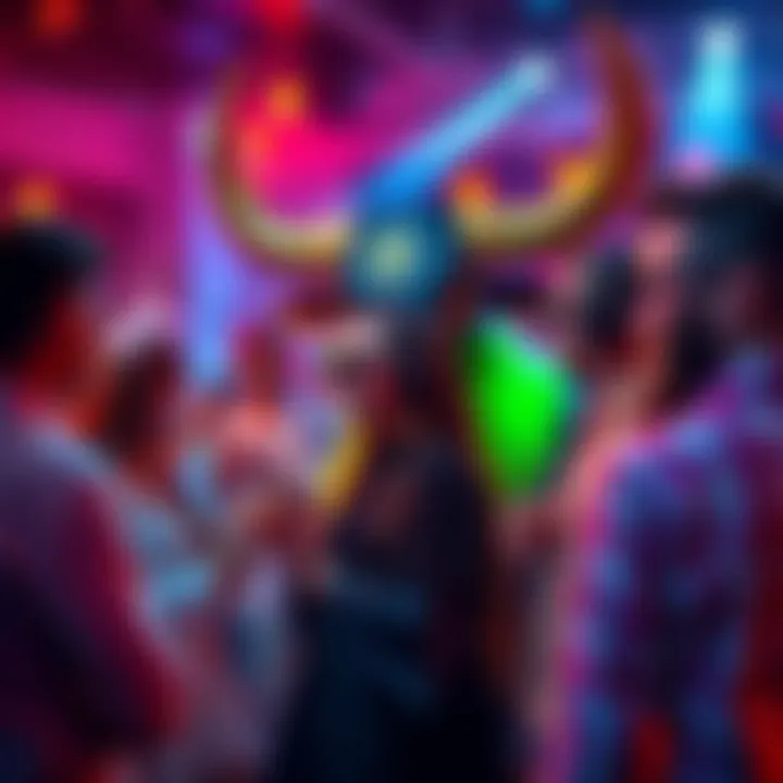 Guests dressed up creatively at the Crypto Fancy Dress Party celebrating BCH Bull, enjoying music and networking.