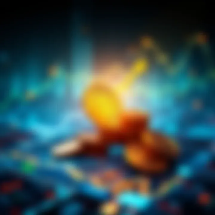 Crypto Funds Growth Visual representation of crypto funds attracting investments, showcasing rising digital assets symbolized by coins and charts, with an emphasis on US investors' demand.