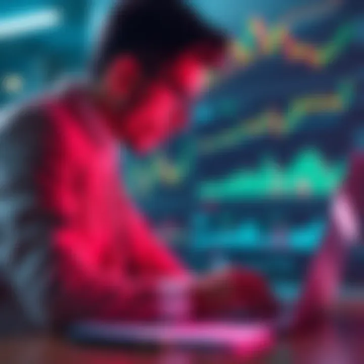 A thoughtful person looks at cryptocurrency charts and graphs, reflecting on missed investment opportunities, with a laptop and notes nearby.
