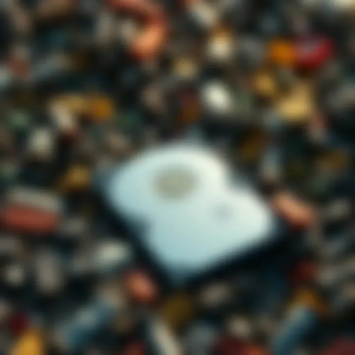 A hard drive lying amidst trash in a landfill, representing a lost crypto investment.