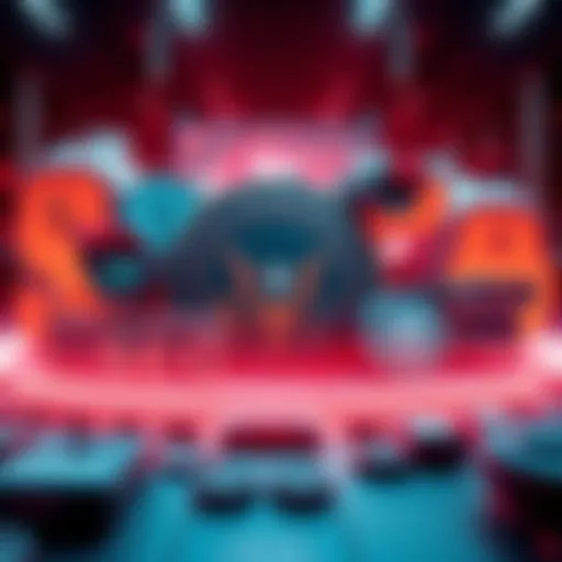 A digital representation of major crypto institutions with symbols of power and money, showing the SEC, Tether logo, and surveillance imagery.