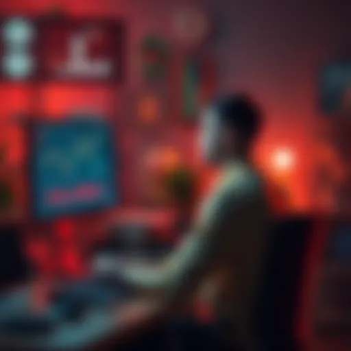 A person sitting at a desk looking at a computer screen displaying cryptocurrency charts and graphs, reflecting on past investment decisions.