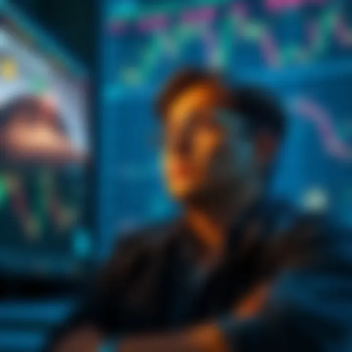 Individual looking at cryptocurrency charts with a concerned expression, considering investing a large sum