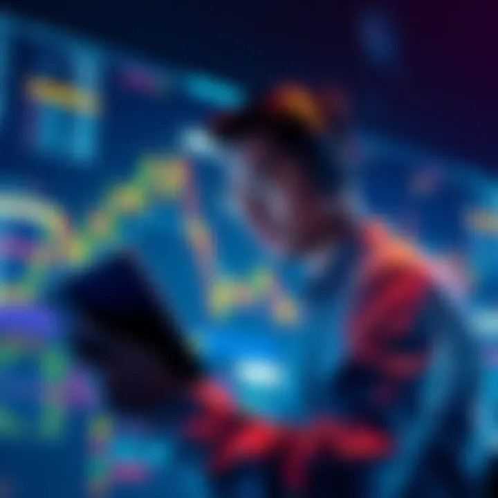 Individual looking at cryptocurrency charts and making investment decisions in Kaspa