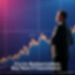 A graph showing rising cryptocurrency values with a confident investor looking on, symbolizing the chance to buy into the market as it stabilizes.