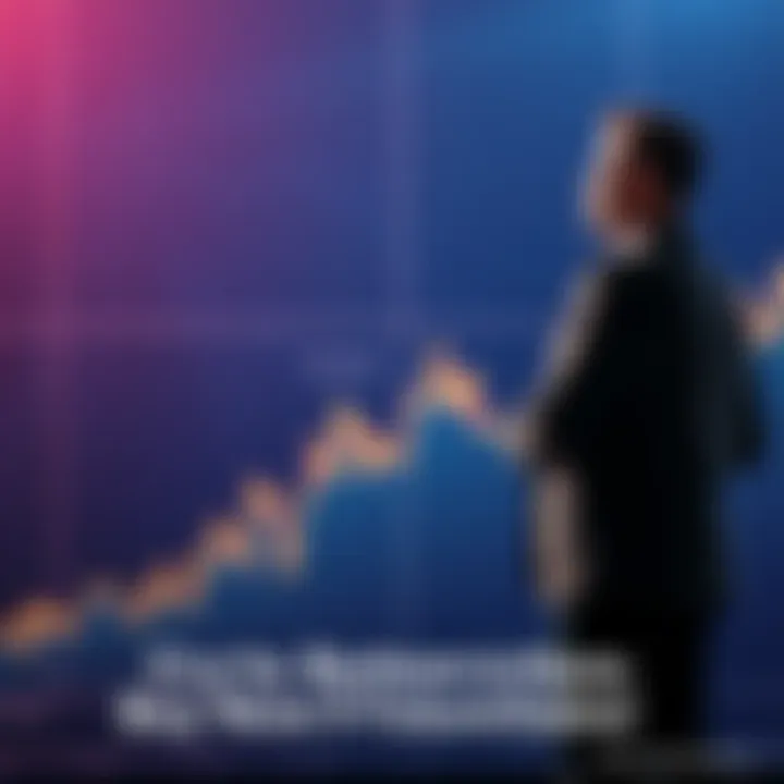 A graph showing rising cryptocurrency values with a confident investor looking on, symbolizing the chance to buy into the market as it stabilizes.