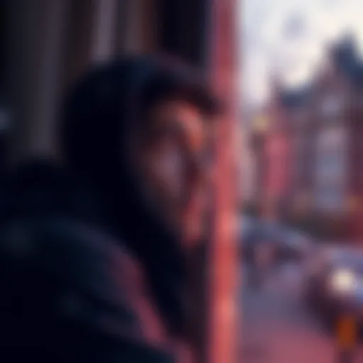 A worried small-time crypto investor looks out from their home, showing signs of fear due to rising violent crimes targeting investors.