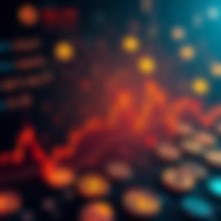 A chart showing a steep decline in altcoin prices, with some coins highlighted for their resilience. The background features various cryptocurrency symbols.