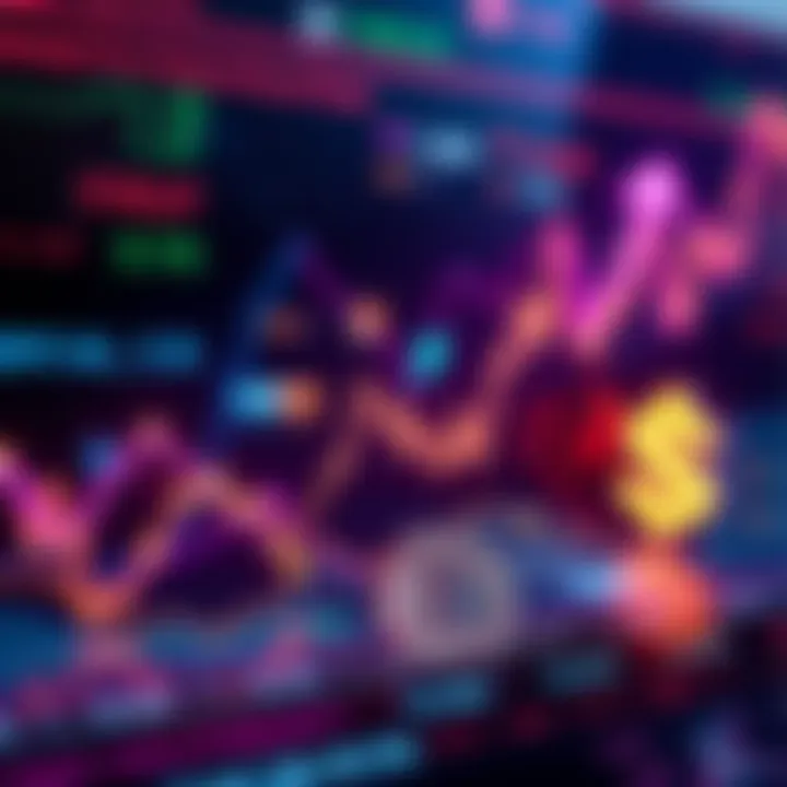 Crypto Market Trends A chart showing cryptocurrency market trends and growth with financial symbols like a dollar sign and upward arrows.