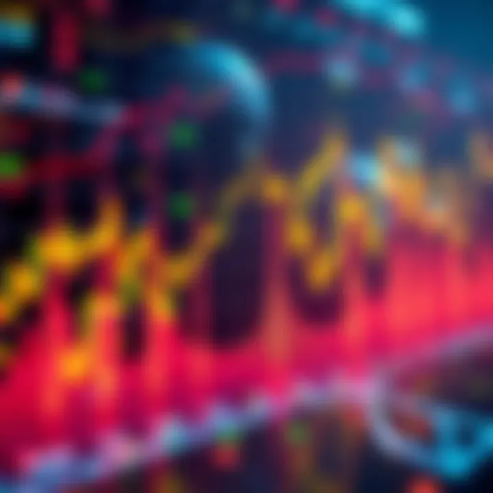 Chart showing cryptocurrency fluctuations with AI elements in the background