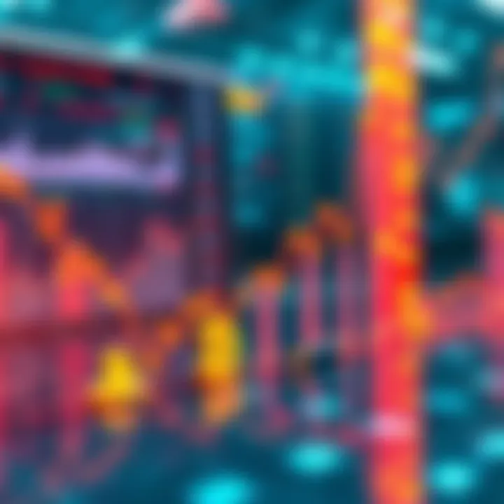 A visual representation of rising cryptocurrency graphs and digital currency symbols, showcasing market activity and trader discussions.