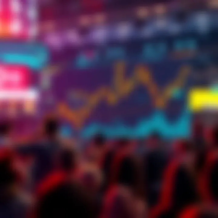 A graph showing Bitcoin price fluctuations with institutional buying indicators and a hesitant retail investor crowd in the background.