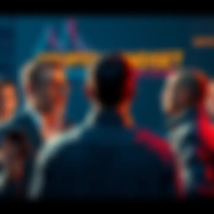 Two groups discussing cryptocurrency motivations, one side appears excited about profits while the other shows confidence in the value of crypto.