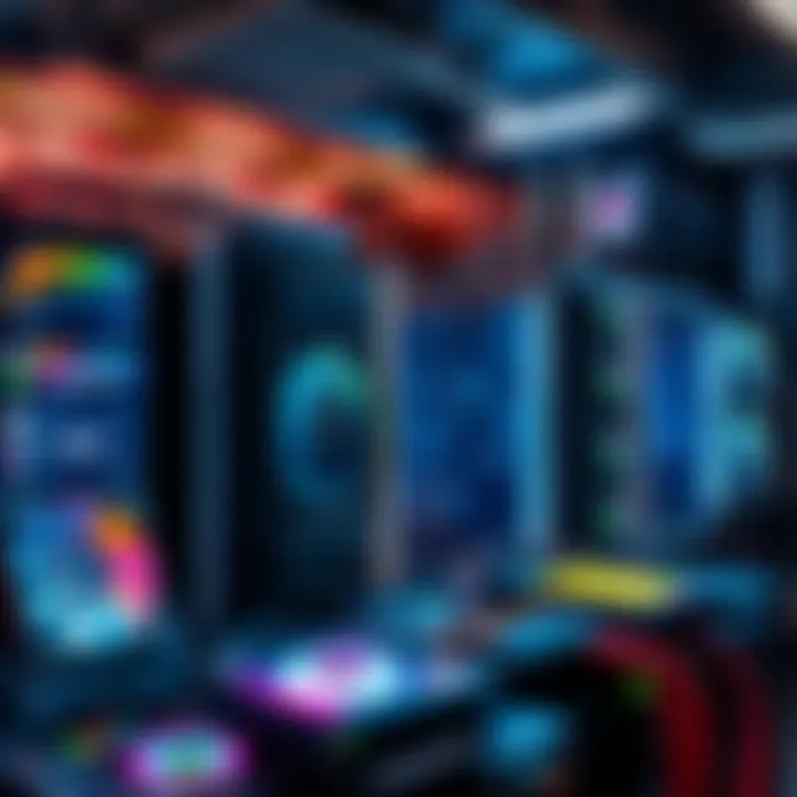 A cryptocurrency mining rig with multiple GPUs powered by free electricity, showcasing an industrial-style workspace