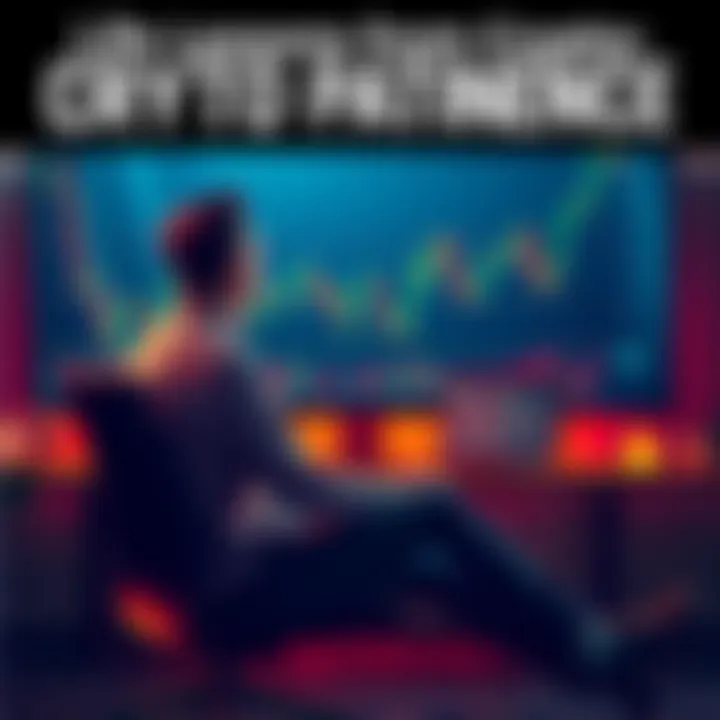 A person sitting calmly looking at a computer screen with cryptocurrency charts, symbolizing patience in investment