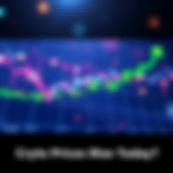 Crypto Prices Rise Today A graph showing an upward trend in cryptocurrency prices, with green indicators symbolizing growth amid global tensions.