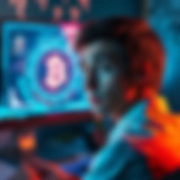 A person looking confused at a computer screen with a crypto logo, surrounded by question marks.