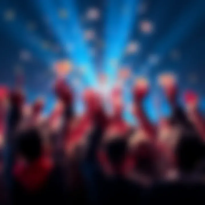 A group of people cheering with diamonds, celebrating the crypto market reaching new heights.