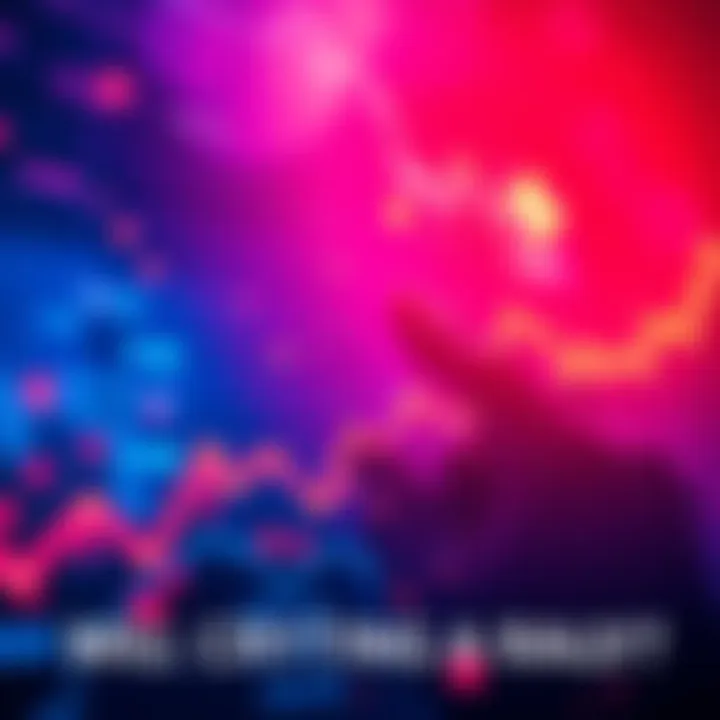 Chart showing potential crypto market gains with upward trend and positive symbols