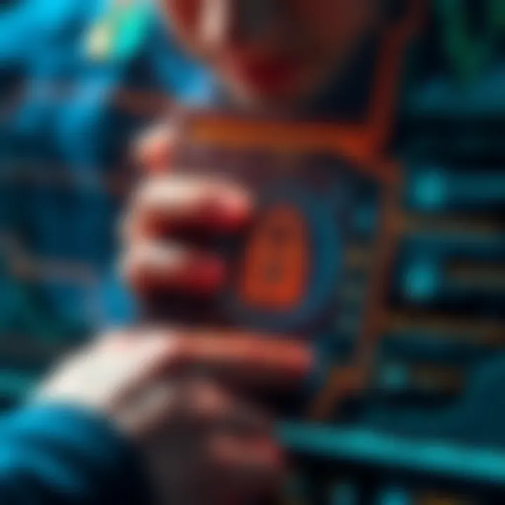 A person securing their cryptocurrency on a digital wallet interface, showing a lock symbol for safety.