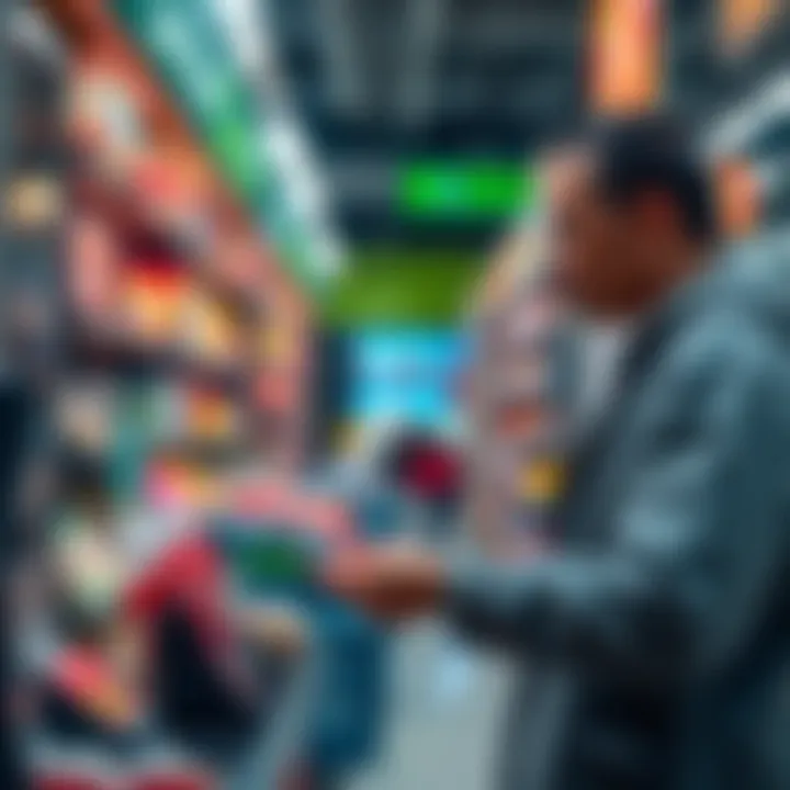 Individual making a purchase with cryptocurrency at a store checkout
