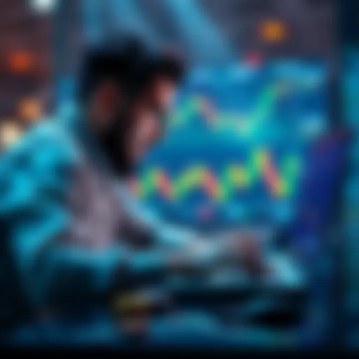 A focused individual analyzing cryptocurrency charts on a laptop, symbolizing the journey from beginner to knowledgeable trader.