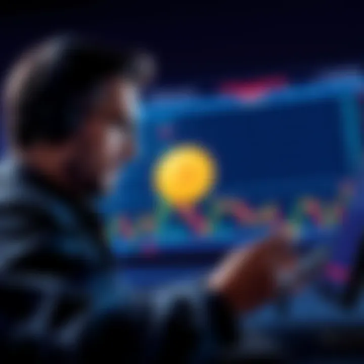 A trader looking at Bitcoin charts, signaling a $28 million long position, indicating potential price rise