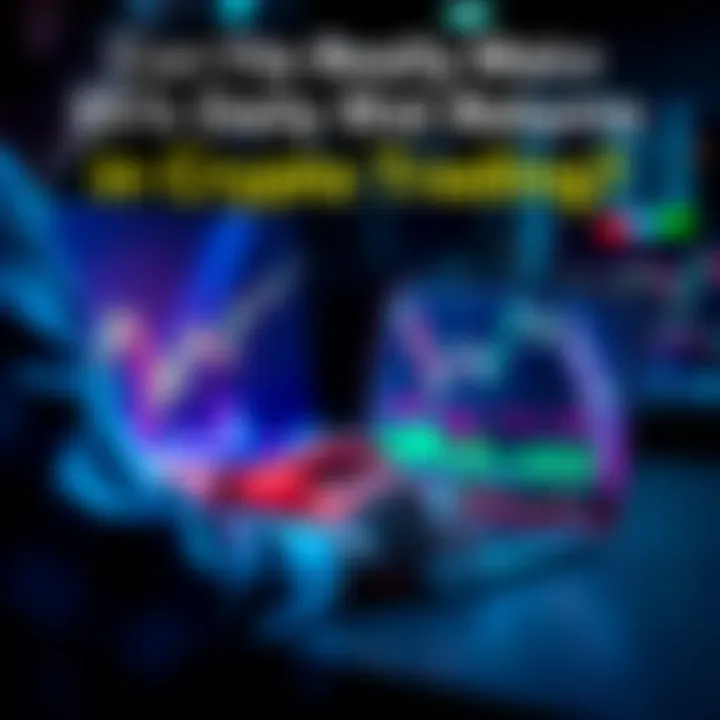 A person analyzing charts on a laptop with cryptocurrency symbols on the screen