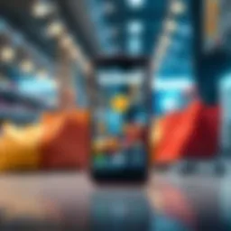 A smartphone displaying a cryptocurrency wallet app with shopping items in the background, illustrating practical crypto use in everyday transactions.