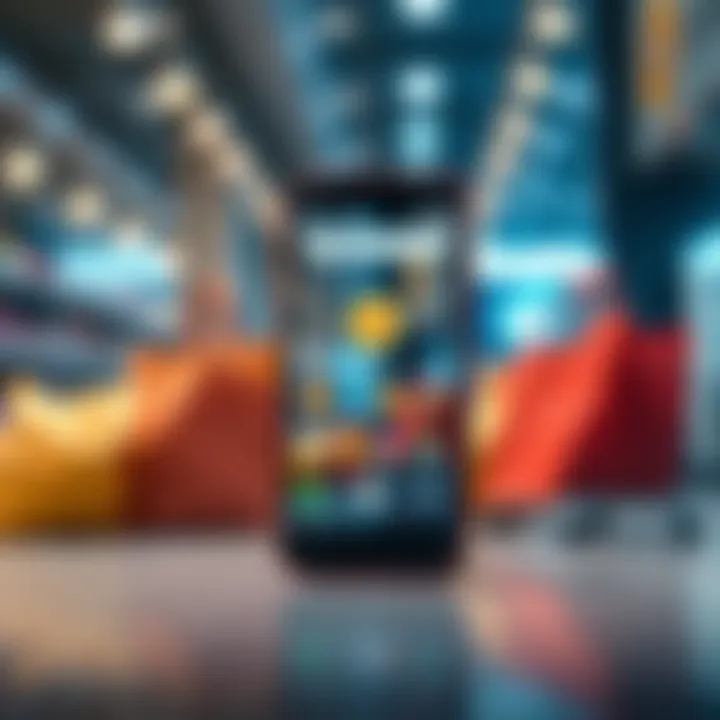 A smartphone displaying a cryptocurrency wallet app with shopping items in the background, illustrating practical crypto use in everyday transactions.