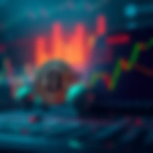 A graphic showing a declining crypto coin alongside a rising stock chart of NVDA, emphasizing the disparity in value.