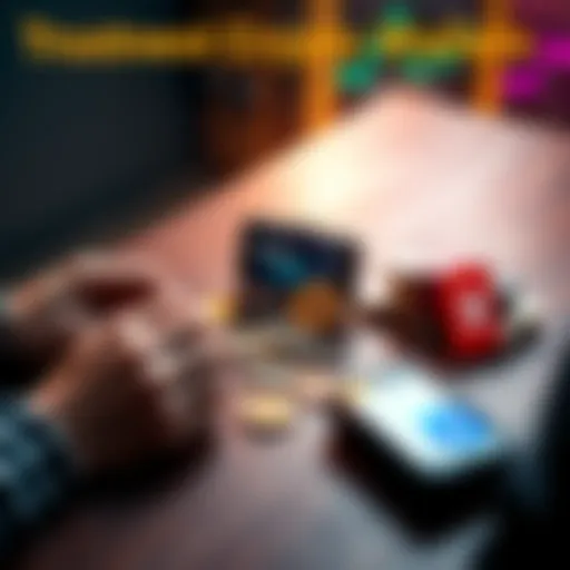 A person comparing hardware, mobile, and browser crypto wallets on a table with digital assets displayed