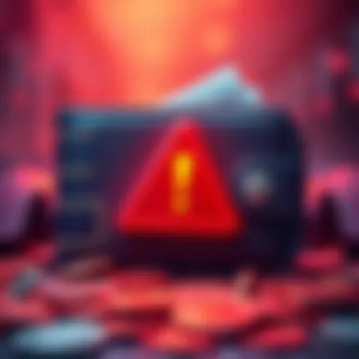 A visual representation of a cryptocurrency wallet with a warning sign, symbolizing the recent theft of $4.4 million due to a security breach by South Korean authorities.