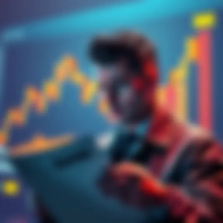 A person looking worried while checking bank documents with a cryptocurrency chart in the background